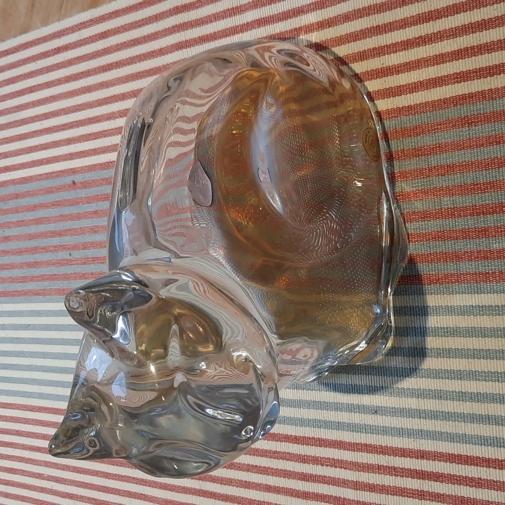 Vintage MCM Bohemian Czech Crystal Cat Piggy Bank - Picture 1 of 5